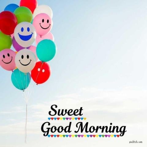 Good morning image with cluster of colorful balloons