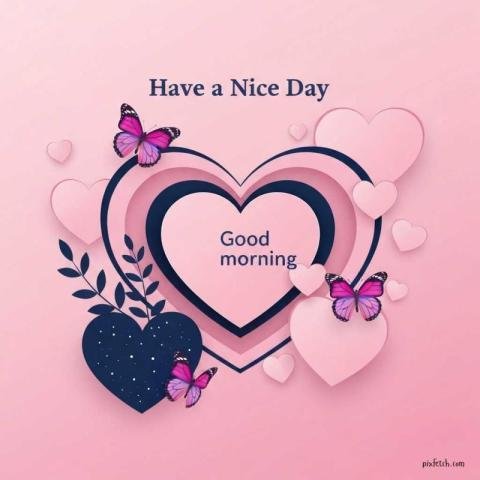 Good morning image with 3D heart design