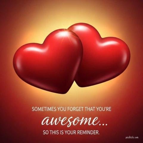 Romantic love quote featuring two large shiny red 3D hearts