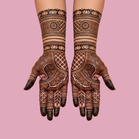 Full Hand Bridal Mehndi Design with Intricate Traditional Patterns