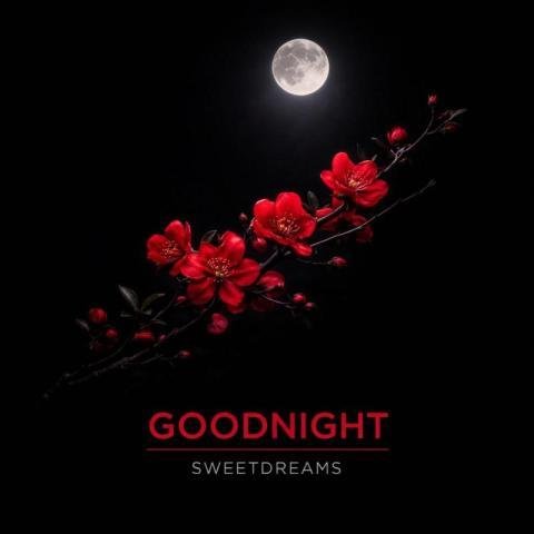red blossom moonlight good night image