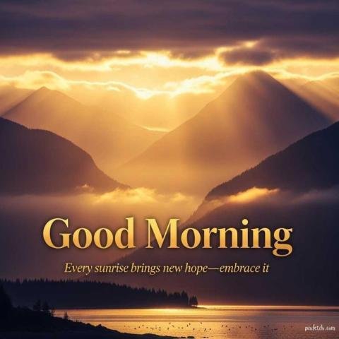Good morning quotes image with sunrise