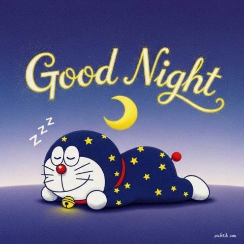 A night scene good night wishes with doraemon
