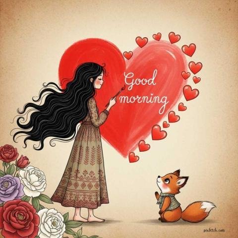 A whimsical illustration in a vintage style good morning image