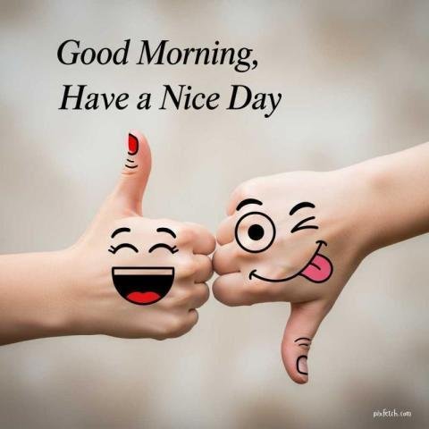 Close up photograph of two human hands with good morning wishes