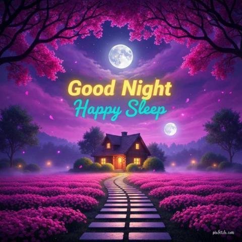 Fantasy style night scene with Good night wishes