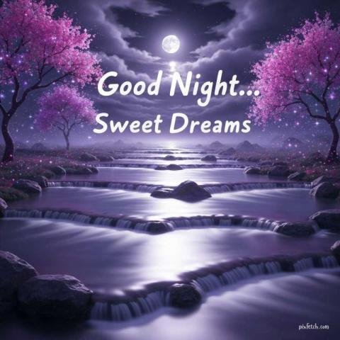 Fantasy landscape night scene with Good night wishes