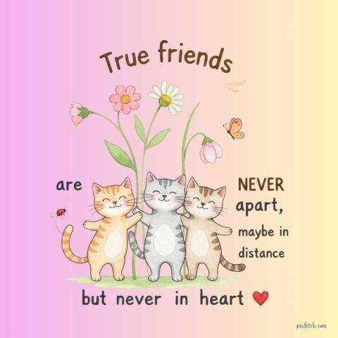Watercolor Friendship Quote with Cats