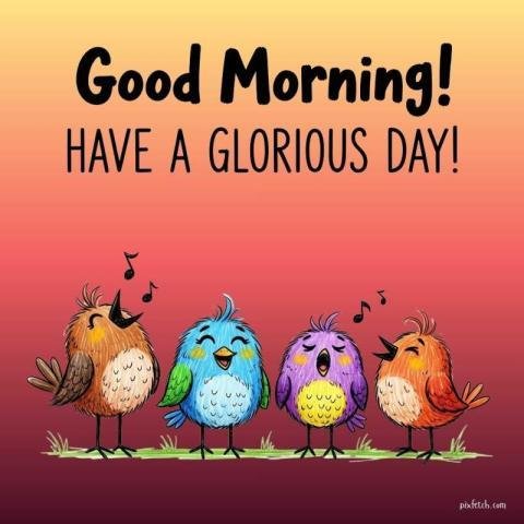 Watercolor good morning Quote with birds