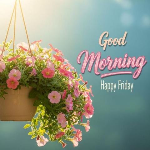 Good Morning Hanging Basket with Flowers