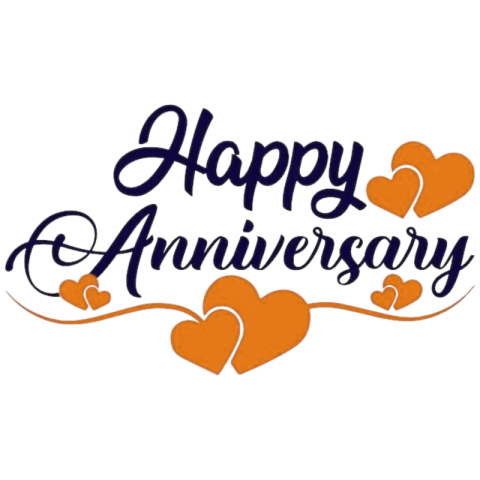 Happy Anniversary Text with Hearts – Romantic Celebration Design