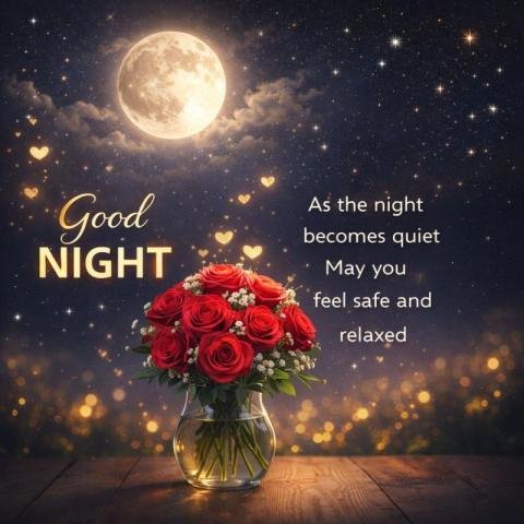 Good night moonlight roses image