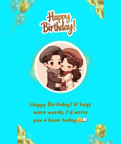 Birthday card featuring a cute illustration of a boy and a girl
