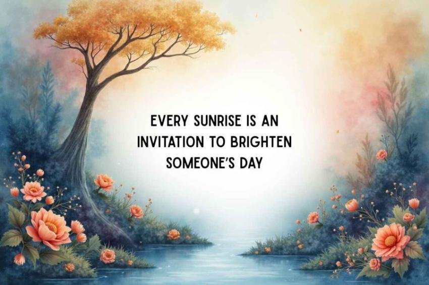 Beautiful sunrise inspirational quote image
