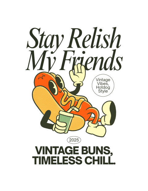 Hotdog illustration with typography and playful design