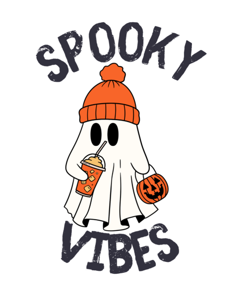 Spooky Vibes Halloween Ghost Illustration