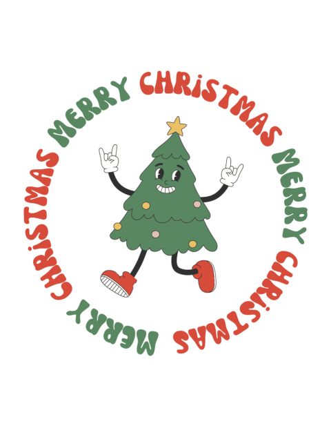 Merry Christmas Cartoon Tree Illustration